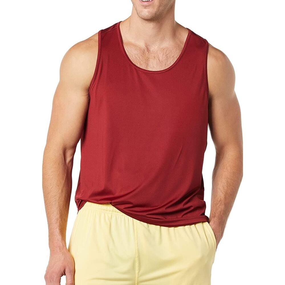 Amazon Essentials Men's Tech Stretch Performance Tank Top Burgundy Large